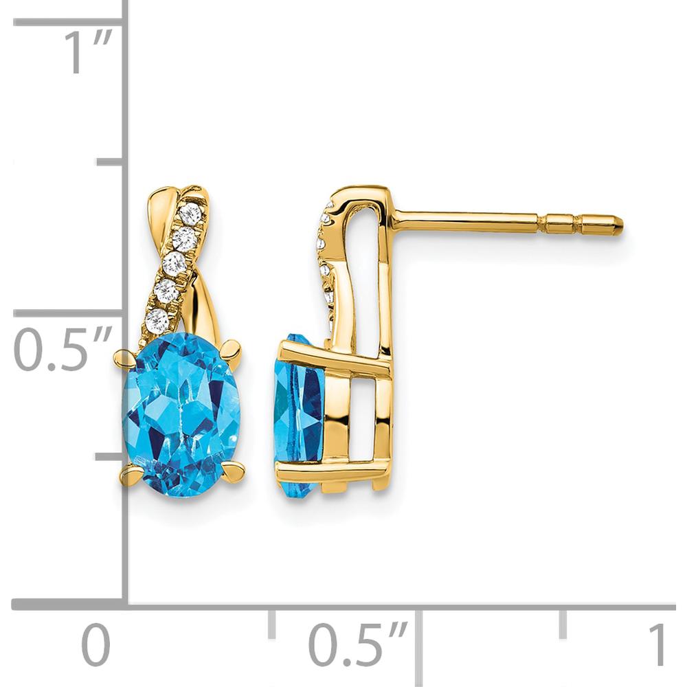 14K Yellow Gold Sky Blue Topaz and Diamond Drop Earrings - 0.006 Carat Total Diamond Weight by Oro Pregiato