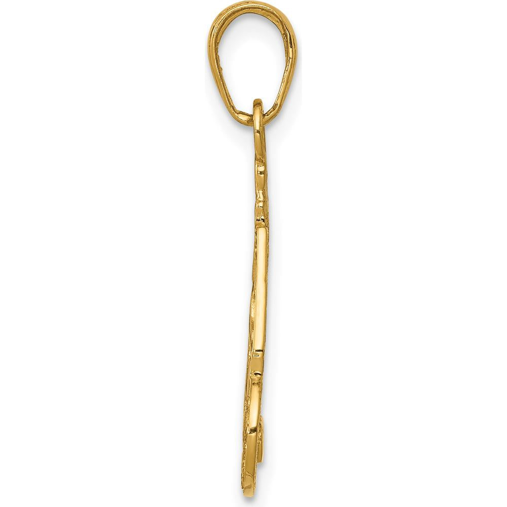 14K Yellow Gold Slice of Cake with Candle Happy Birthday Pendant - 25mm Length by Oro Pregiato