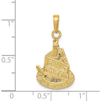 14K Yellow Gold Slice of Cake with Candle Happy Birthday Pendant - 25mm Length by Oro Pregiato