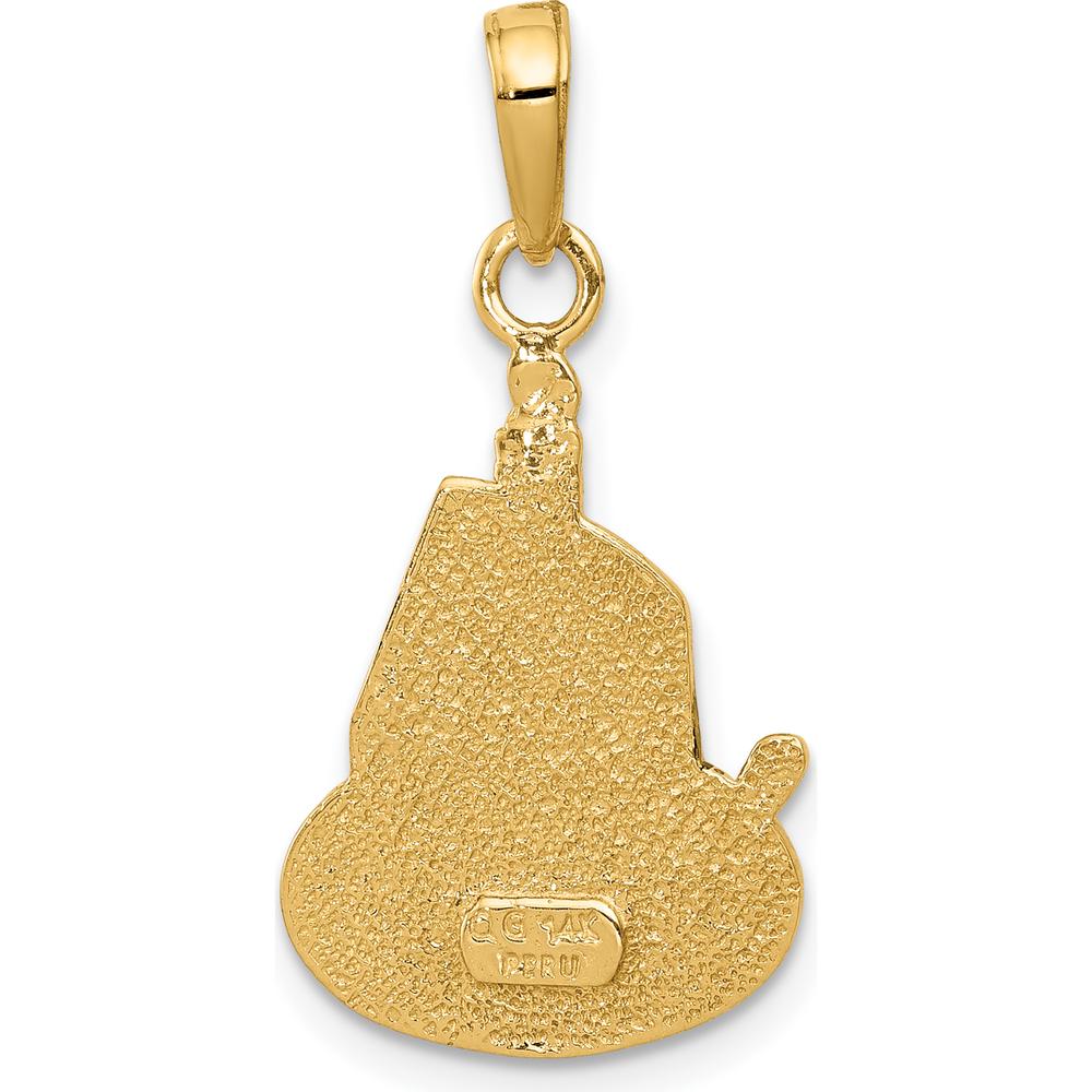 14K Yellow Gold Slice of Cake with Candle Happy Birthday Pendant - 25mm Length by Oro Pregiato