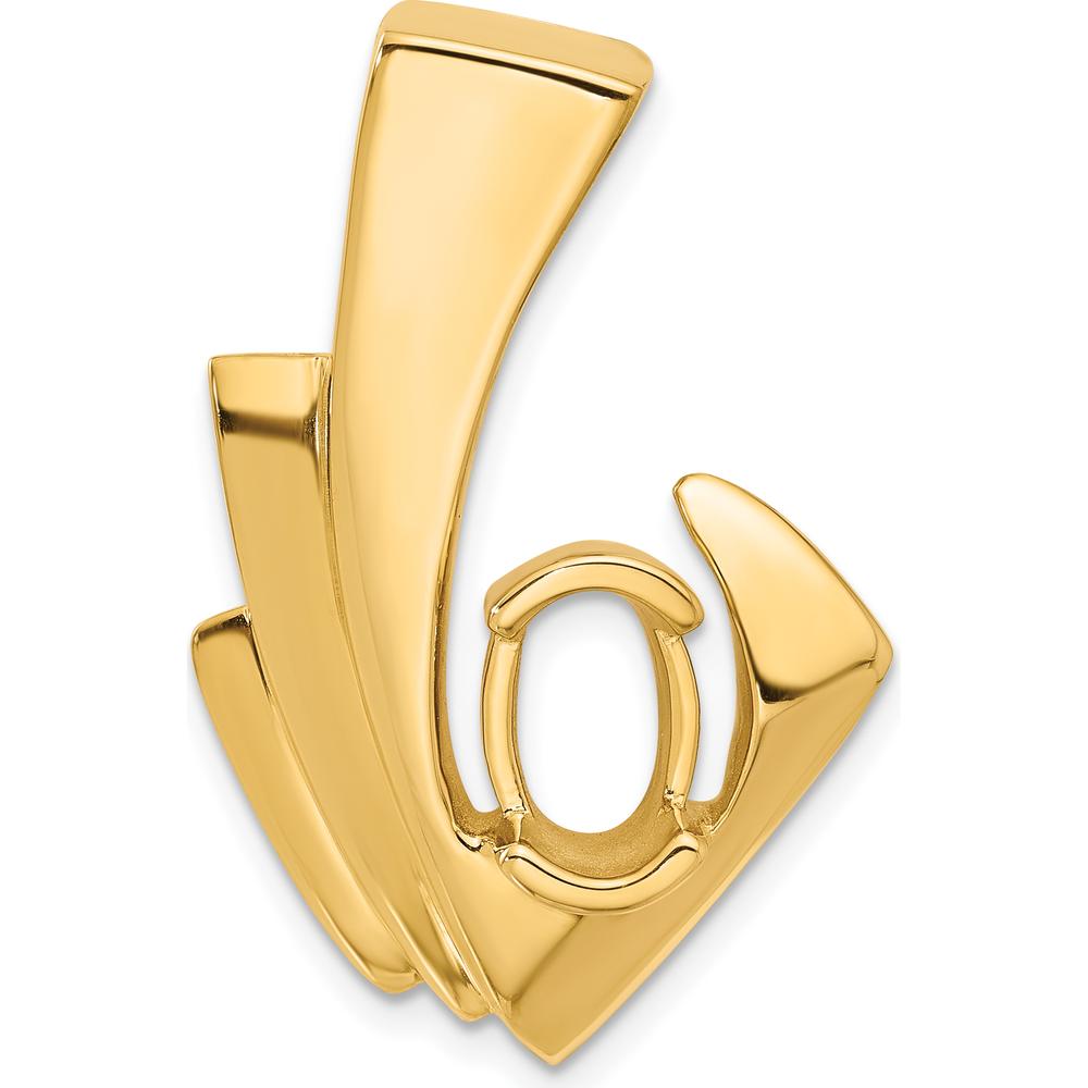 14K Yellow Gold Slide Mounting for 9x7mm Oval Stone - Fits 6mm Regular/8mm Fancy Omega Chain by Oro Pregiato