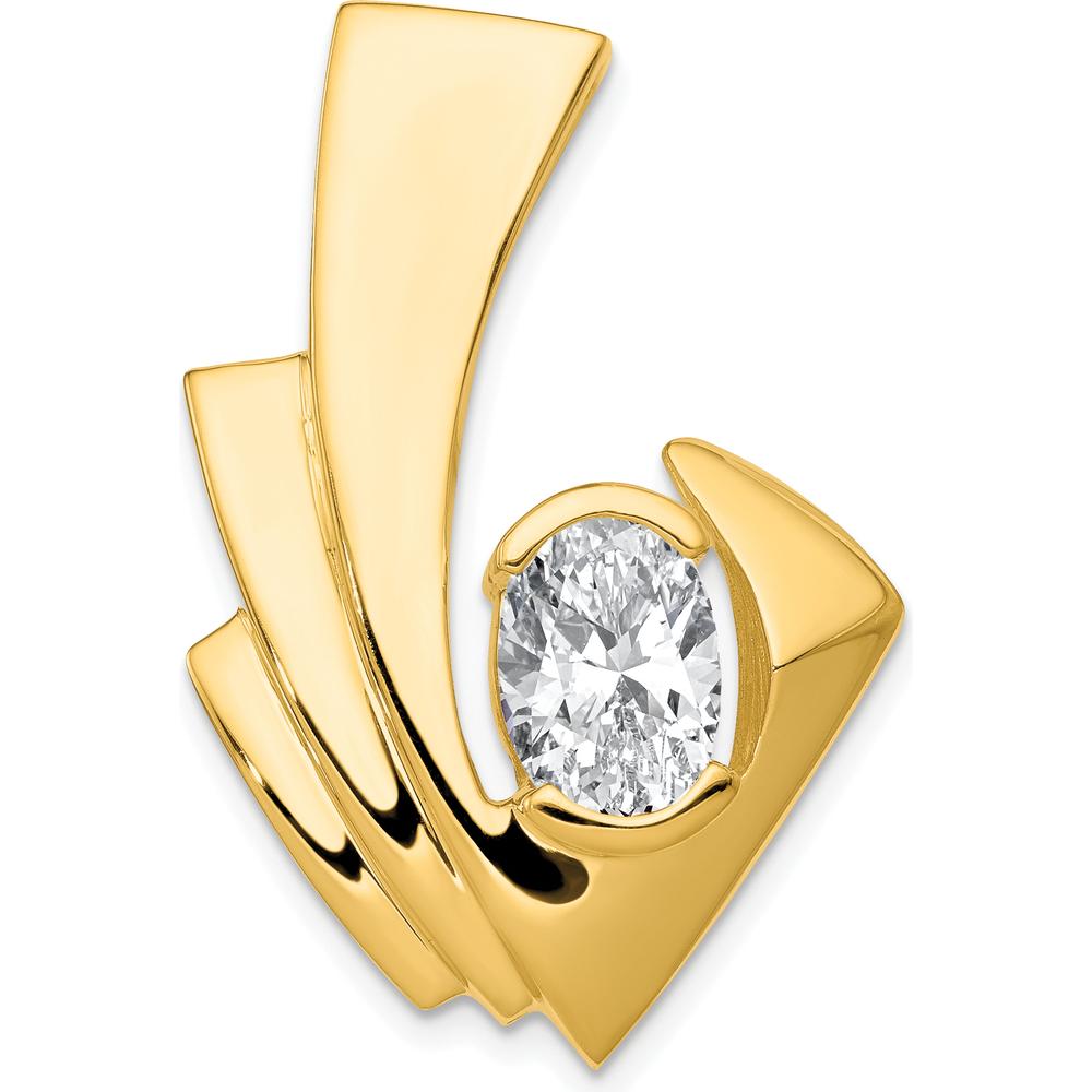 14K Yellow Gold Slide Mounting for 9x7mm Oval Stone - Fits 6mm Regular/8mm Fancy Omega Chain by Oro Pregiato