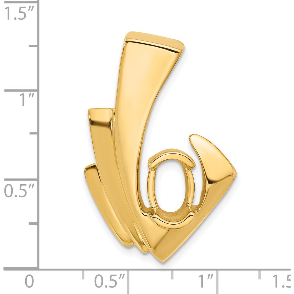 14K Yellow Gold Slide Mounting for 9x7mm Oval Stone - Fits 6mm Regular/8mm Fancy Omega Chain by Oro Pregiato