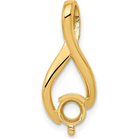 14K Yellow Gold Slide Mounting Pendant for 5mm Stone with Prong Setting - Fits up to 6mm Omega by Oro Pregiato