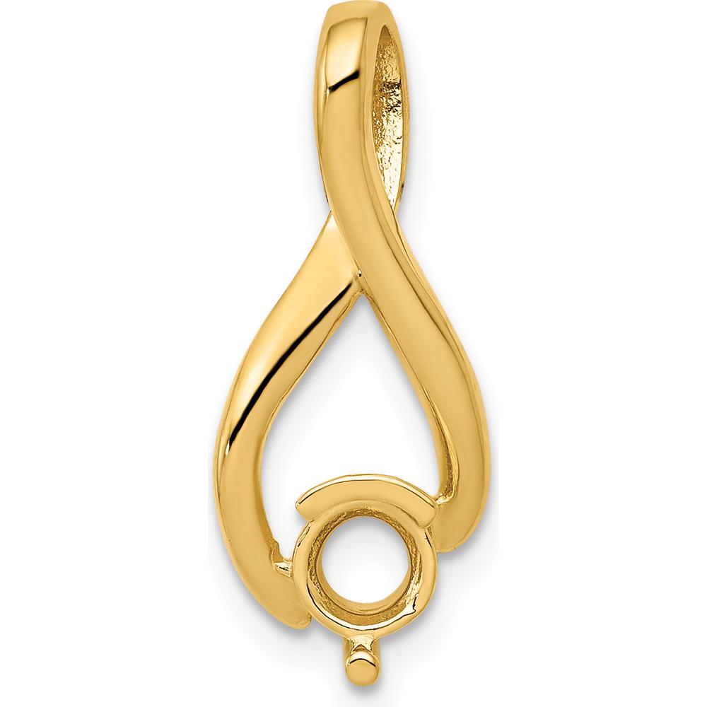 14K Yellow Gold Slide Mounting Pendant for 5mm Stone with Prong Setting - Fits up to 6mm Omega by Oro Pregiato
