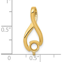 14K Yellow Gold Slide Mounting Pendant for 5mm Stone with Prong Setting - Fits up to 6mm Omega by Oro Pregiato