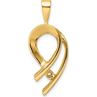14K Yellow Gold Slide Pendant Mounting for 4mm Round Stone, Fits 2mm Regular/6mm Fancy Omega by Oro Pregiato
