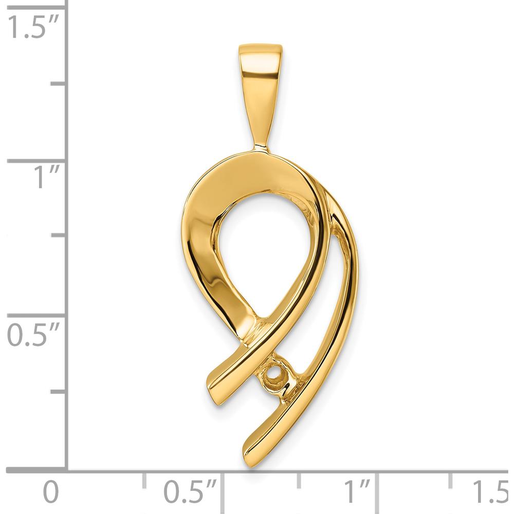 14K Yellow Gold Slide Pendant Mounting for 4mm Round Stone, Fits 2mm Regular/6mm Fancy Omega by Oro Pregiato