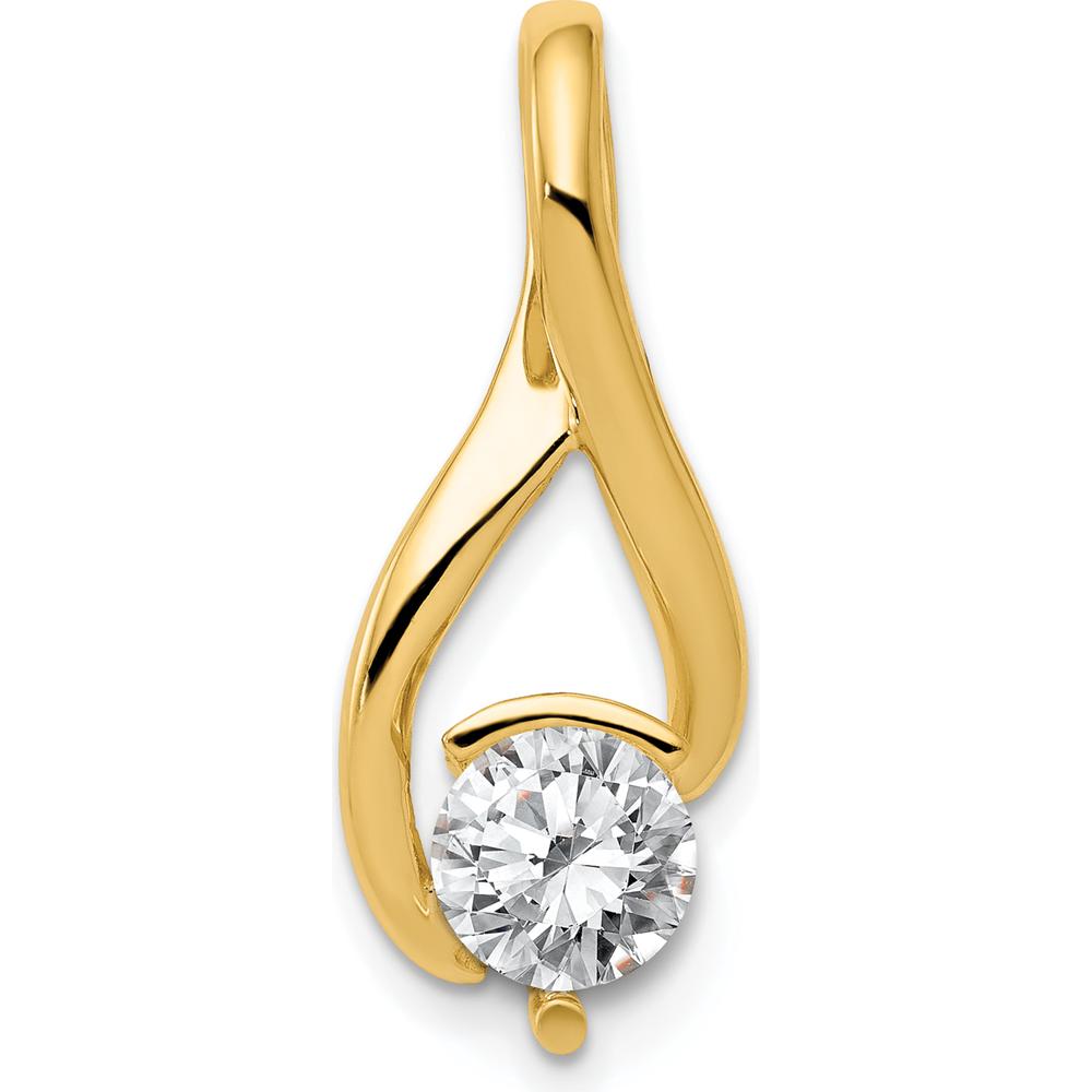 14K Yellow Gold Slide Pendant Mounting for 6.5mm Round Stone with Prong Setting by Oro Pregiato
