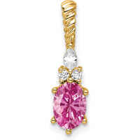 14K Yellow Gold Slide Pendant with Lab-Created Pink Sapphire and Diamond Accents - 1.2 Carat Total Gem Weight by Oro Pregiato