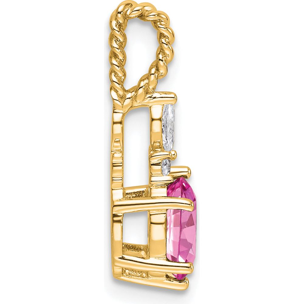 14K Yellow Gold Slide Pendant with Lab-Created Pink Sapphire and Diamond Accents - 1.2 Carat Total Gem Weight by Oro Pregiato