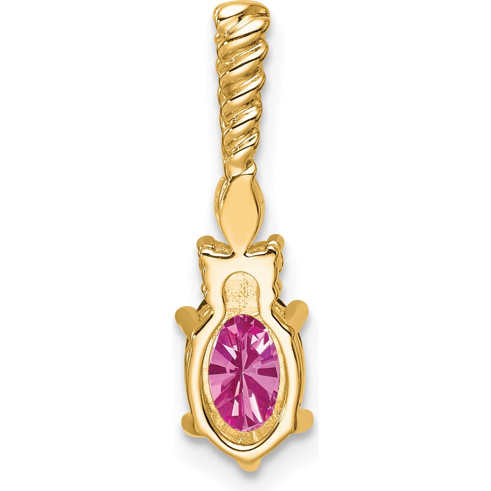 14K Yellow Gold Slide Pendant with Lab-Created Pink Sapphire and Diamond Accents - 1.2 Carat Total Gem Weight by Oro Pregiato