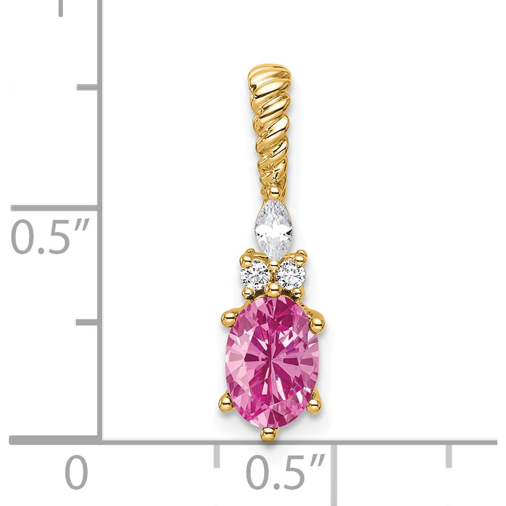 14K Yellow Gold Slide Pendant with Lab-Created Pink Sapphire and Diamond Accents - 1.2 Carat Total Gem Weight by Oro Pregiato