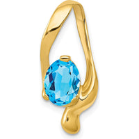 14K Yellow Gold Slide Pendant with Oval Swiss Blue Topaz - 1.35 Carat Total Weight by Lumare Gioia