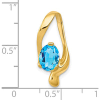 14K Yellow Gold Slide Pendant with Oval Swiss Blue Topaz - 1.35 Carat Total Weight by Lumare Gioia