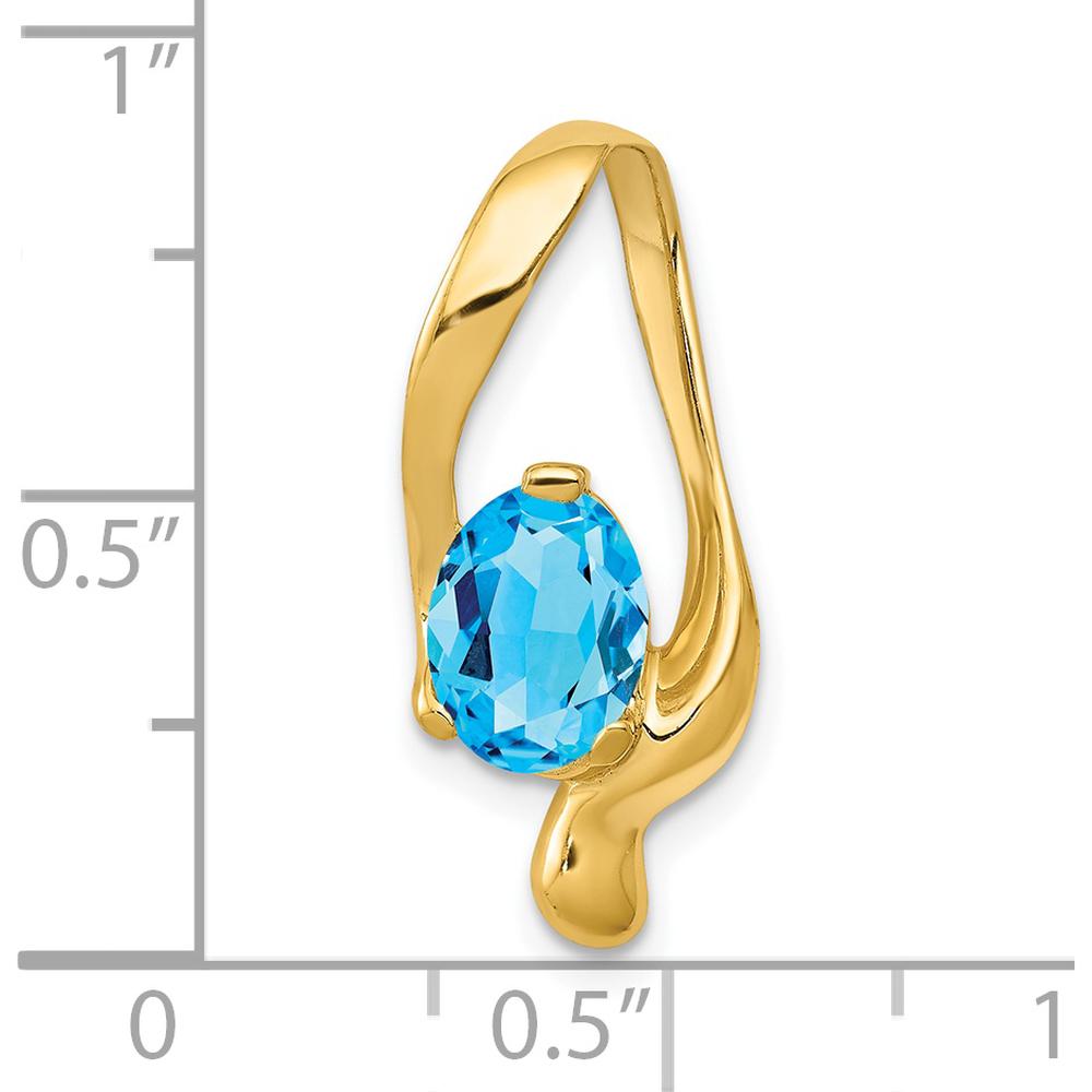14K Yellow Gold Slide Pendant with Oval Swiss Blue Topaz - 1.35 Carat Total Weight by Lumare Gioia