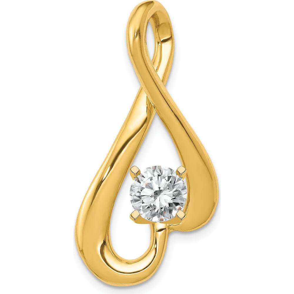 14K Yellow Gold Slide Pendant with Peg-Set Diamond Mounting for 6mm Stone by Oro Pregiato