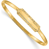 14K Yellow Gold Slip-on ID Baby Bangle Bracelet - Personalized Engravable Textured Finish by Oro Pregiato