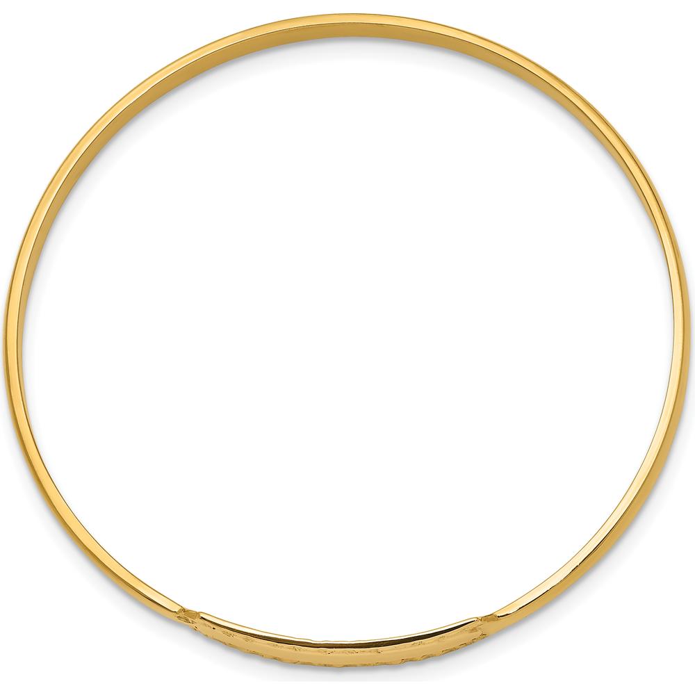 14K Yellow Gold Slip-on ID Baby Bangle Bracelet - Personalized Engravable Textured Finish by Oro Pregiato