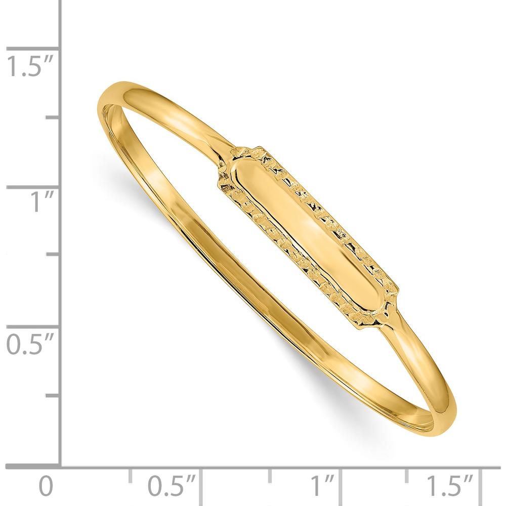 14K Yellow Gold Slip-on ID Baby Bangle Bracelet - Personalized Engravable Textured Finish by Oro Pregiato