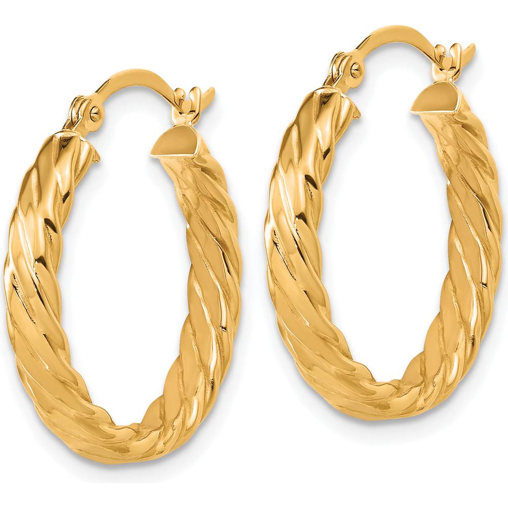 14K Yellow Gold Small 3mm Patterned Hoop Earrings - Polished Finish by 0