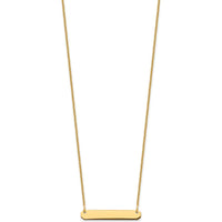 14K Yellow Gold Small Blank Bar Necklace - 18-inch Cable Chain, Polished Finish, Custom Engravable Pendant by Oro Pregiato