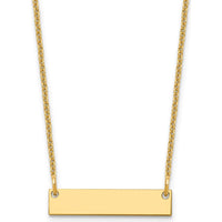 14K Yellow Gold Small Blank Bar Necklace with Cable Chain - 18" Length by Oro Pregiato