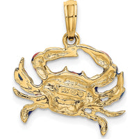 14K Yellow Gold Small Blue Enamel Crab Charm Pendant by Oro Pregiato