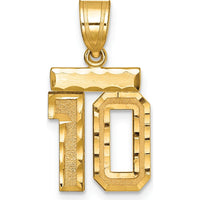 14K Yellow Gold Small Brushed Diamond-Cut Number 10 Charm by 0