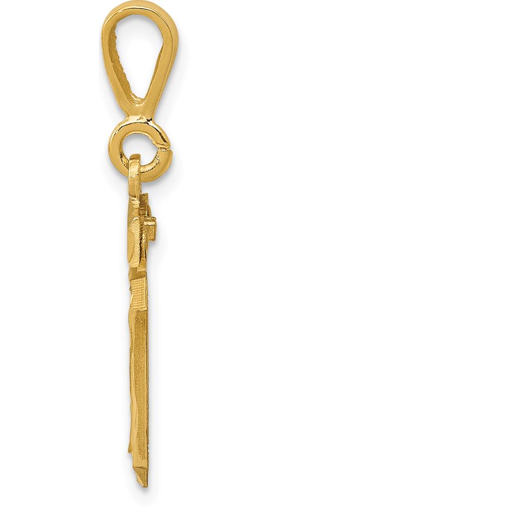 14K Yellow Gold Small Brushed Diamond-Cut Number 10 Charm by 0