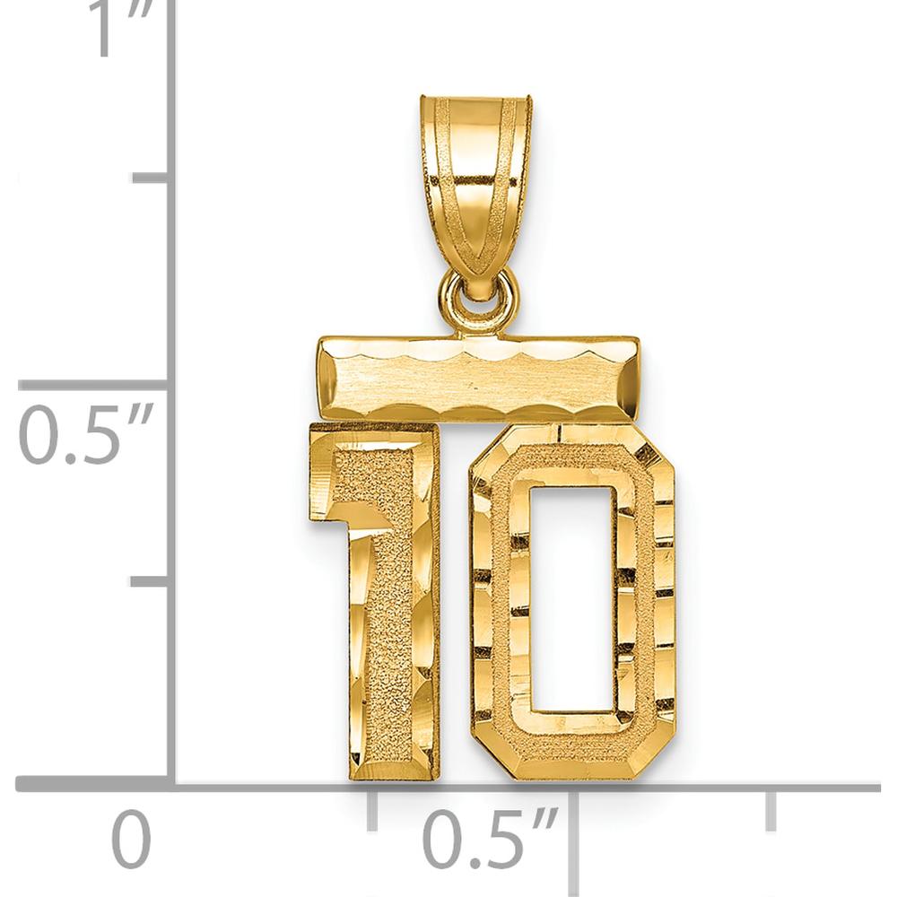 14K Yellow Gold Small Brushed Diamond-Cut Number 10 Charm by 0