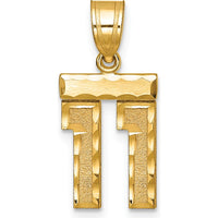 14K Yellow Gold Small Brushed Diamond-cut Number 11 Charm Pendant by 0