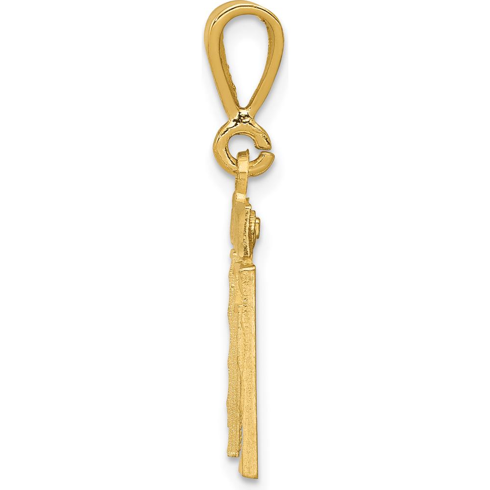 14K Yellow Gold Small Brushed Diamond-cut Number 11 Charm Pendant by 0