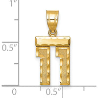 14K Yellow Gold Small Brushed Diamond-cut Number 11 Charm Pendant by 0