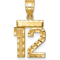 14K Yellow Gold Small Brushed Diamond-Cut Number 12 Charm by 0