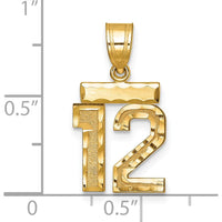 14K Yellow Gold Small Brushed Diamond-Cut Number 12 Charm by 0