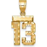 14K Yellow Gold Small Brushed Diamond-cut Number 13 Charm by 0
