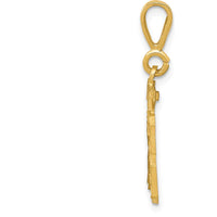 14K Yellow Gold Small Brushed Diamond-cut Number 13 Charm by 0