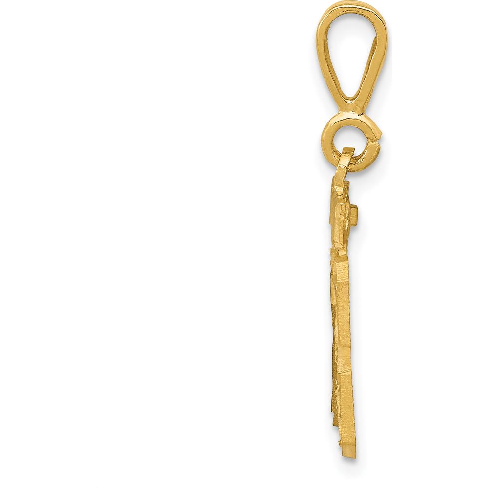14K Yellow Gold Small Brushed Diamond-cut Number 13 Charm by 0
