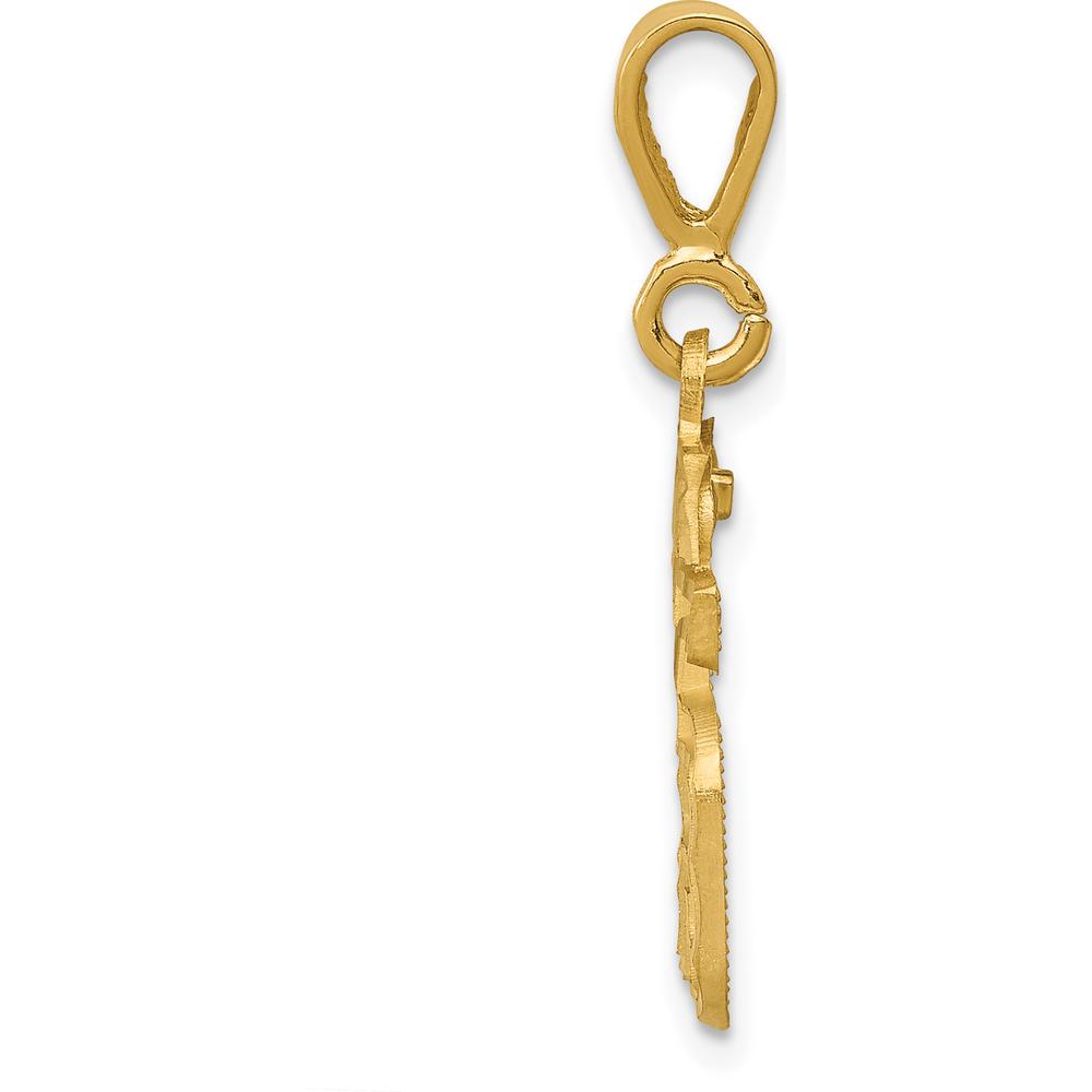 14K Yellow Gold Small Brushed Diamond-Cut Number 15 Charm by 0