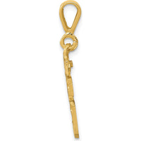 14K Yellow Gold Small Brushed Diamond-Cut Number 16 Charm Pendant by 0
