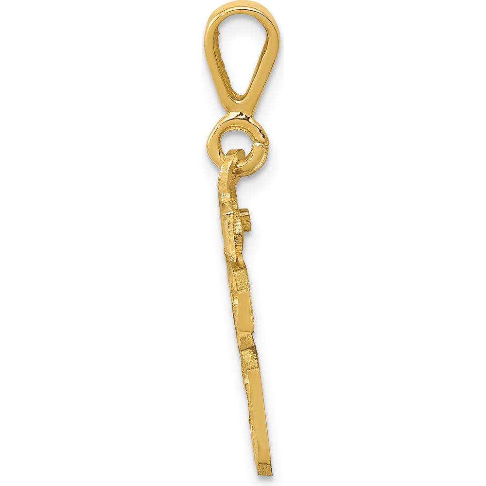 14K Yellow Gold Small Brushed Diamond-Cut Number 16 Charm Pendant by 0