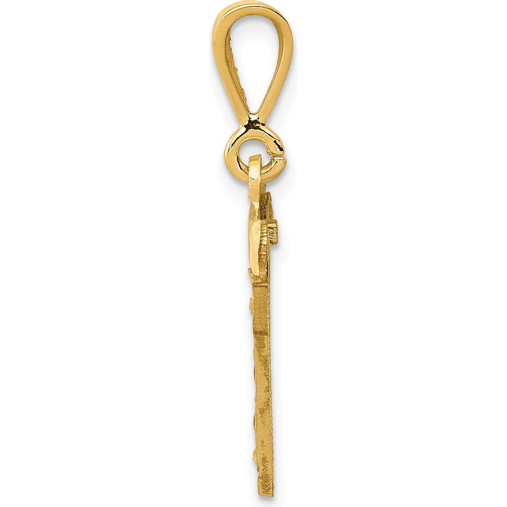 14K Yellow Gold Small Brushed Diamond-Cut Number 17 Charm Pendant by 0