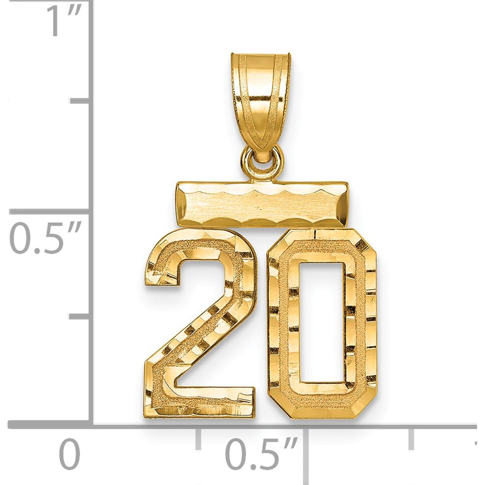 14K Yellow Gold Small Brushed Diamond-Cut Number 20 Charm by 0