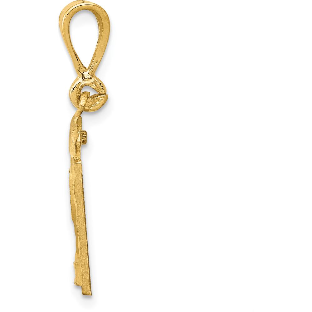 14K Yellow Gold Small Brushed Diamond-Cut Number 21 Charm by 0