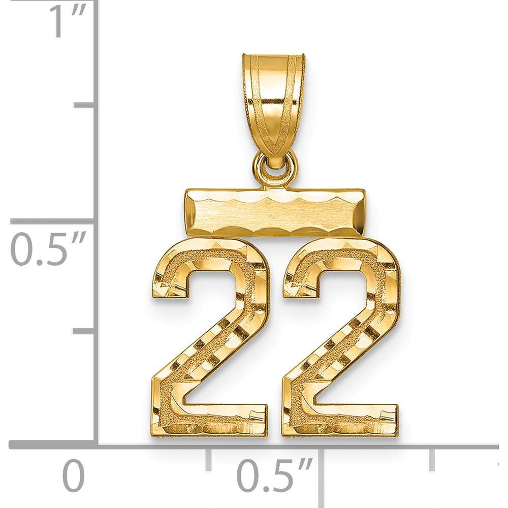 14K Yellow Gold Small Brushed Diamond-Cut Number 22 Charm by 0
