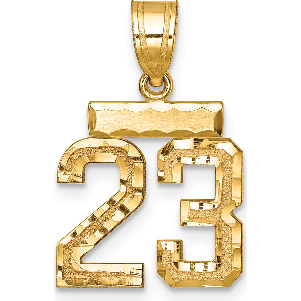 14K Yellow Gold Small Brushed Diamond-Cut Number 23 Charm Pendant by 0