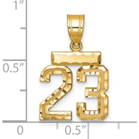 14K Yellow Gold Small Brushed Diamond-Cut Number 23 Charm Pendant by 0
