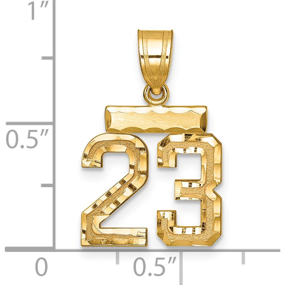 14K Yellow Gold Small Brushed Diamond-Cut Number 23 Charm Pendant by 0