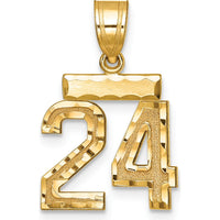 14K Yellow Gold Small Brushed Diamond-Cut Number 24 Charm Pendant by 0